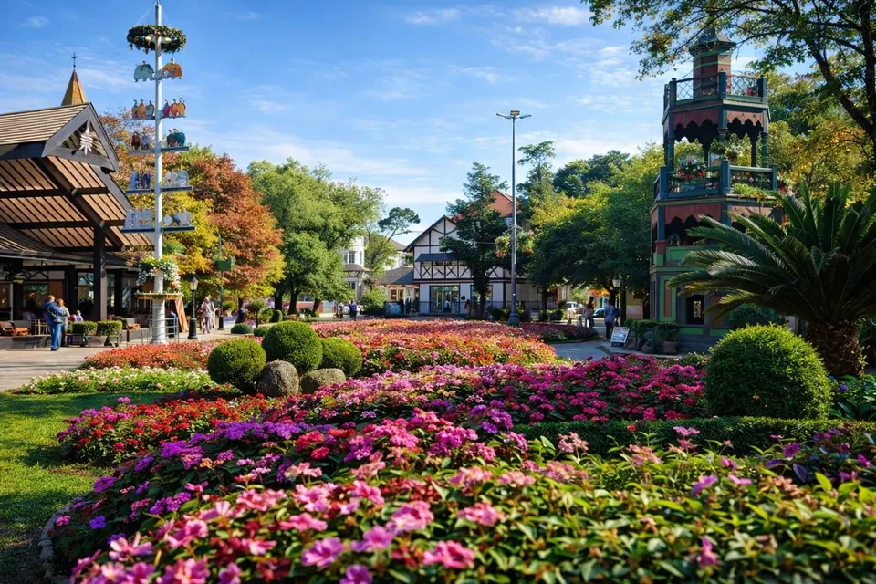 Jardins floridos em Nova Petrópolis