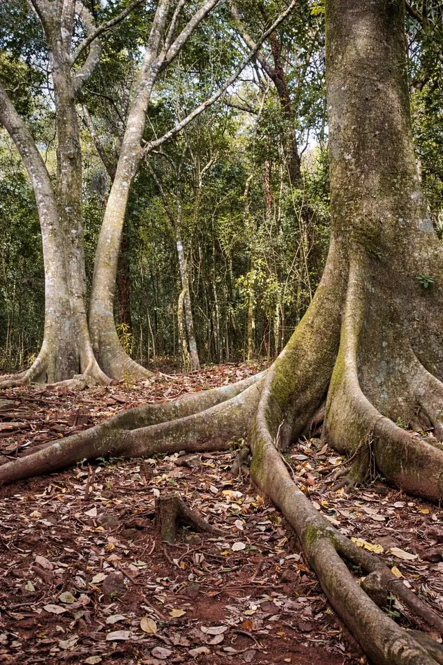 Trilha cercada por vegetação na Serra Gaúcha
